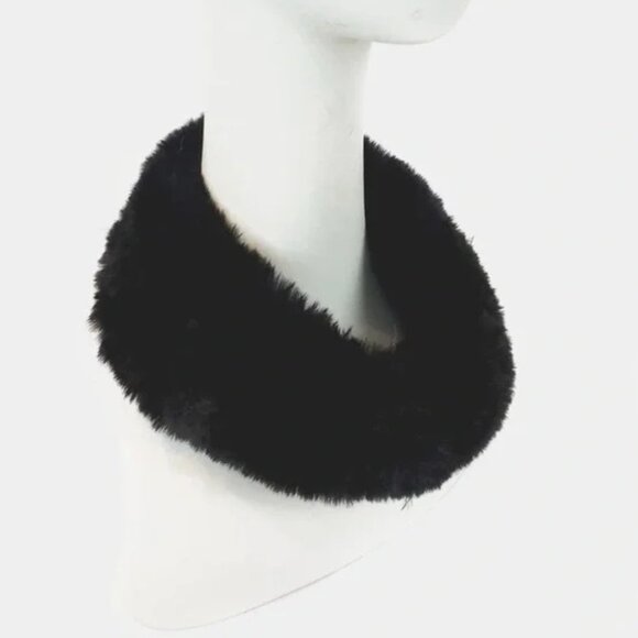 Surell Black Faux Fur Mink Headband w/Adjustable Closure - Picture 2 of 3